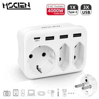 mscien multi 7 in 1 sockets adapter usb type c ports phone charger home ac outlets extension wall power strip for eu plug