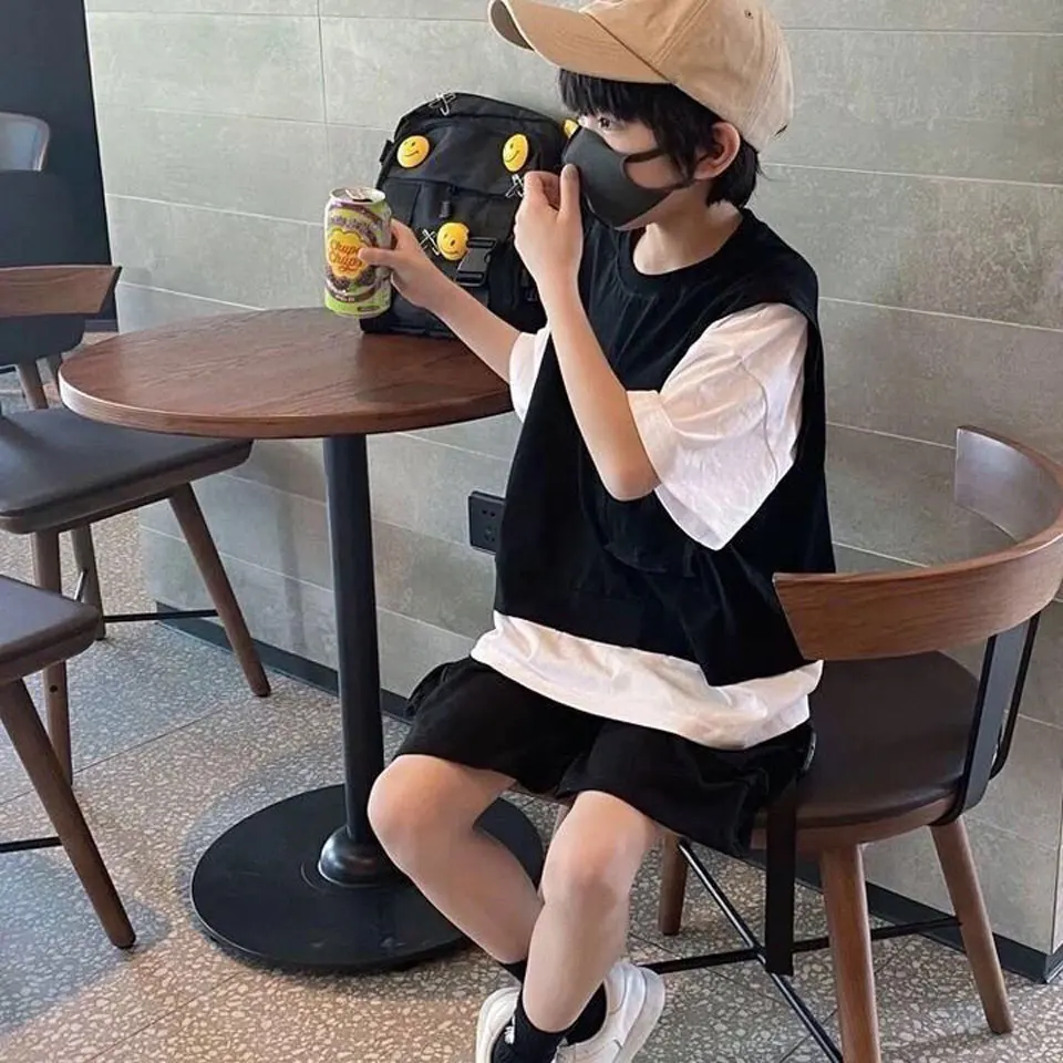 2Pieces/Set For Age 3-12 Yrs Baby Boys Clothing Sets New Kids Summer Short Sleeve t-shirt +Short Pants Active Casual Boys Suits