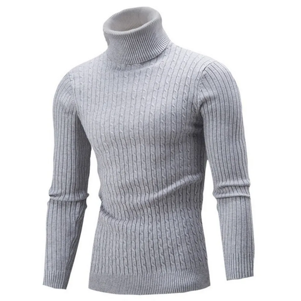 

Turtleneck Long Sleeve Sweater Youth Casual Twisted Turtleneck Men's Knitwear Bottoming Sweater