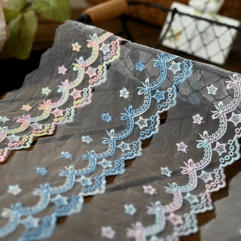 Двойная цветная кружевная ткань вышитая звездой лента с отделкой свадебная