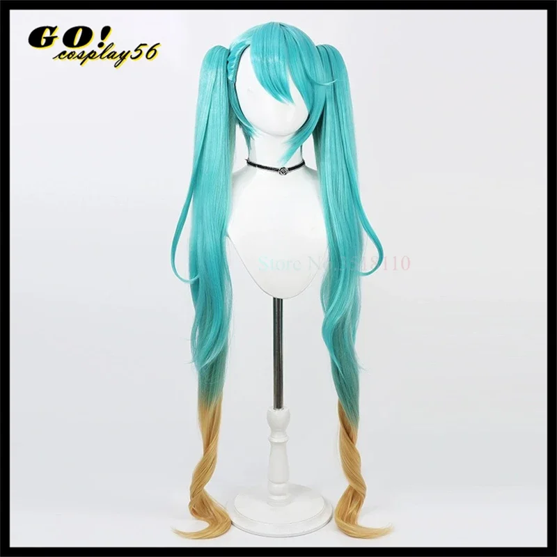 2024 Волшебный парик для косплея Мику длинные хвостики 120 см золотистые смешанные