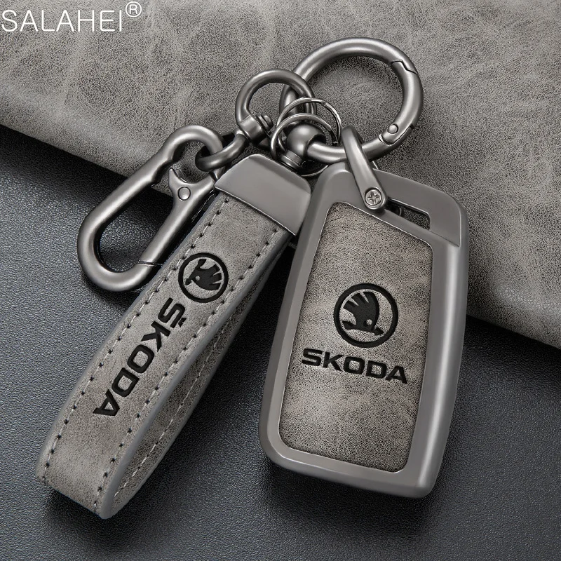 

Car Key Case Cover Key Bag Shell Holder Full Protector For Skoda Octavia A5 A7 Fabia Superb Kodiaq Karoq keychain Auto Accessory
