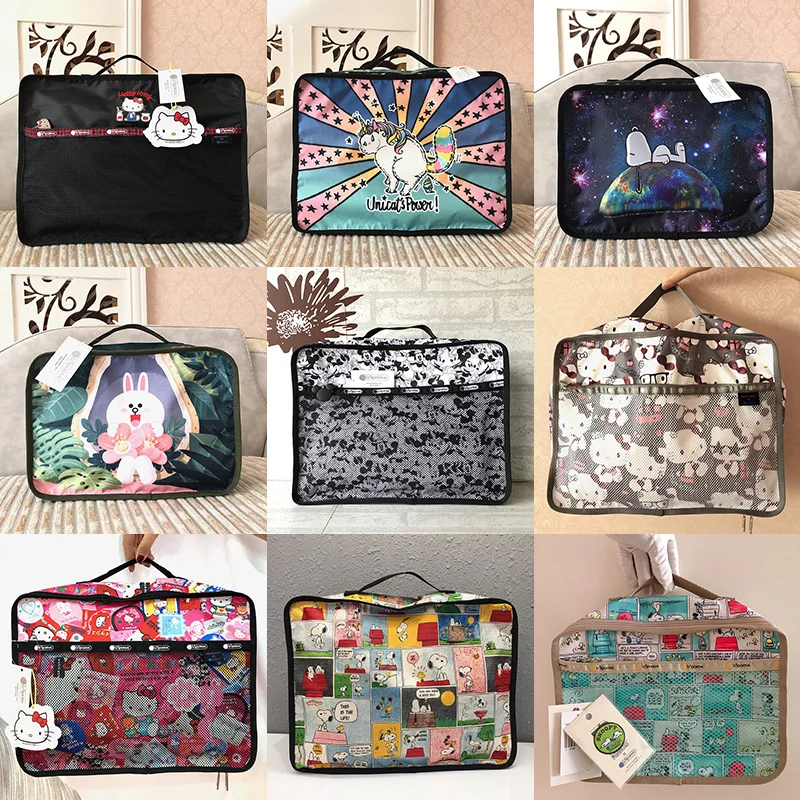 

Cartoon Lesportsac Hello Kittys Kawaii Women's Large Capacity Waterproof Cloth Bag Travel Suitcase Sorting Bag Storage Bag Gift