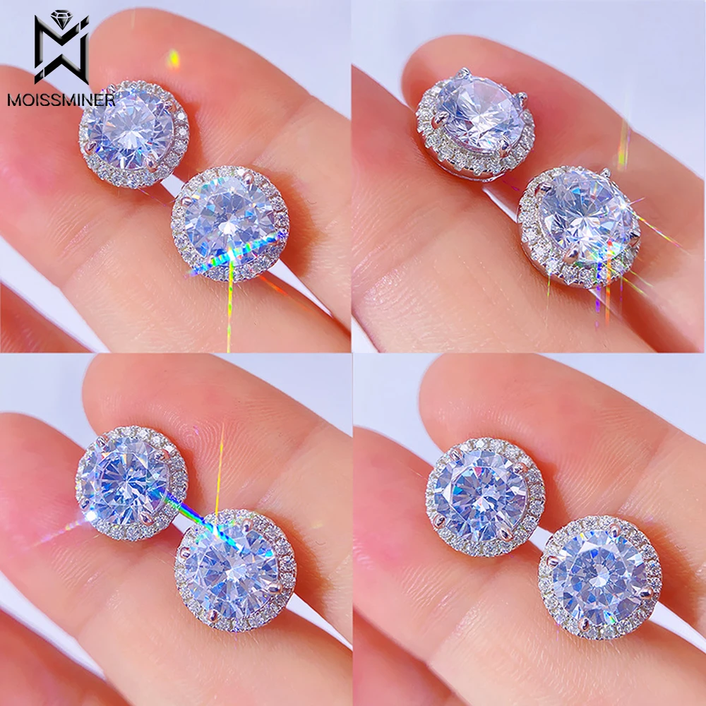 6.5mm Moissanite Diamond Earrings For Women Real Diamond S925 Silver Ear Studs Men High-End Jewelry Pass Tester Free Shipping