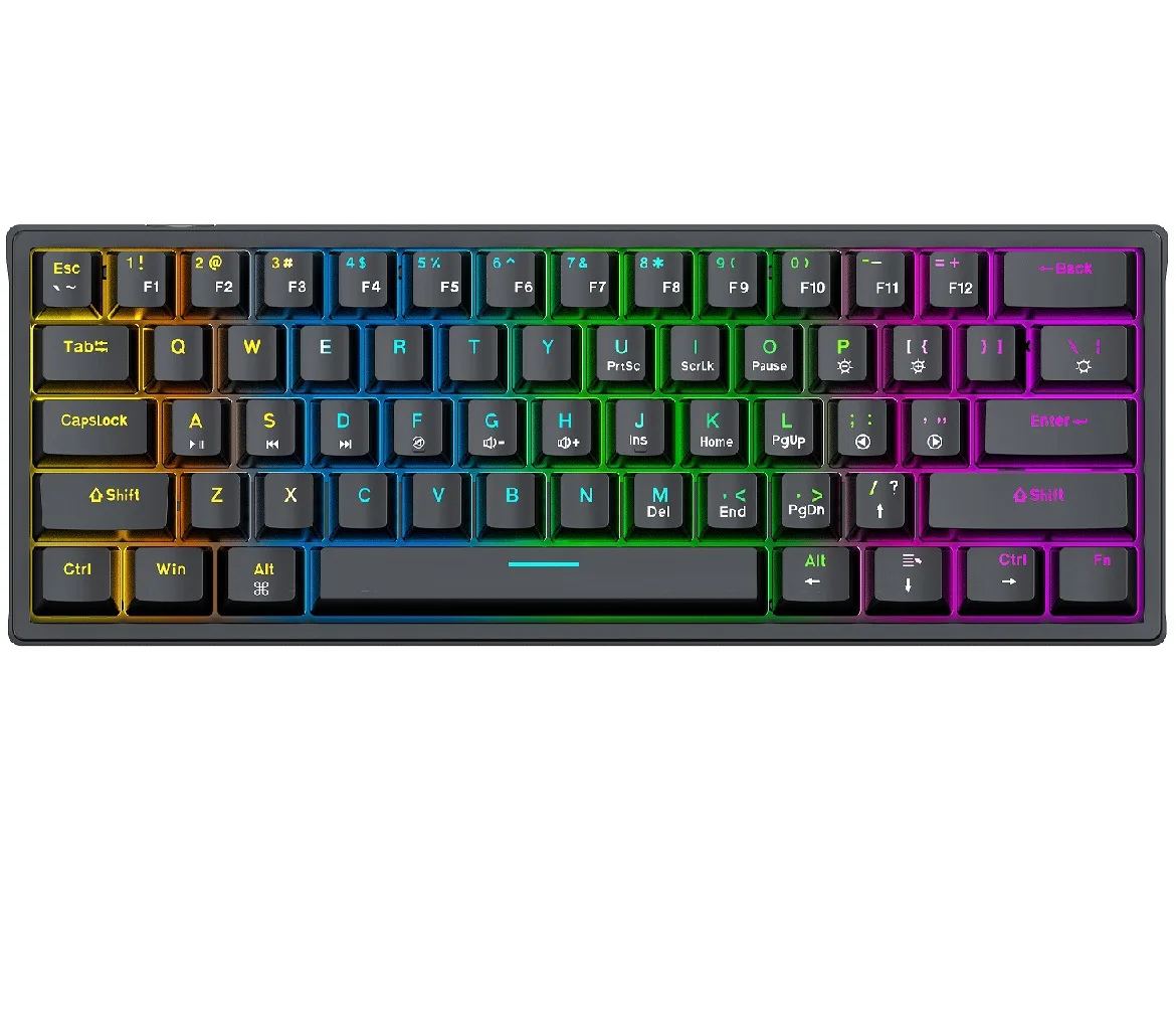Игровая клавиатура K101 черная Проводная Usb с 61 клавишами механическая ощущением