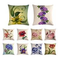 hot sale flower printed fashion home decorative sofa car throw pillows 4545cm linen cushion cover filling not included zy776