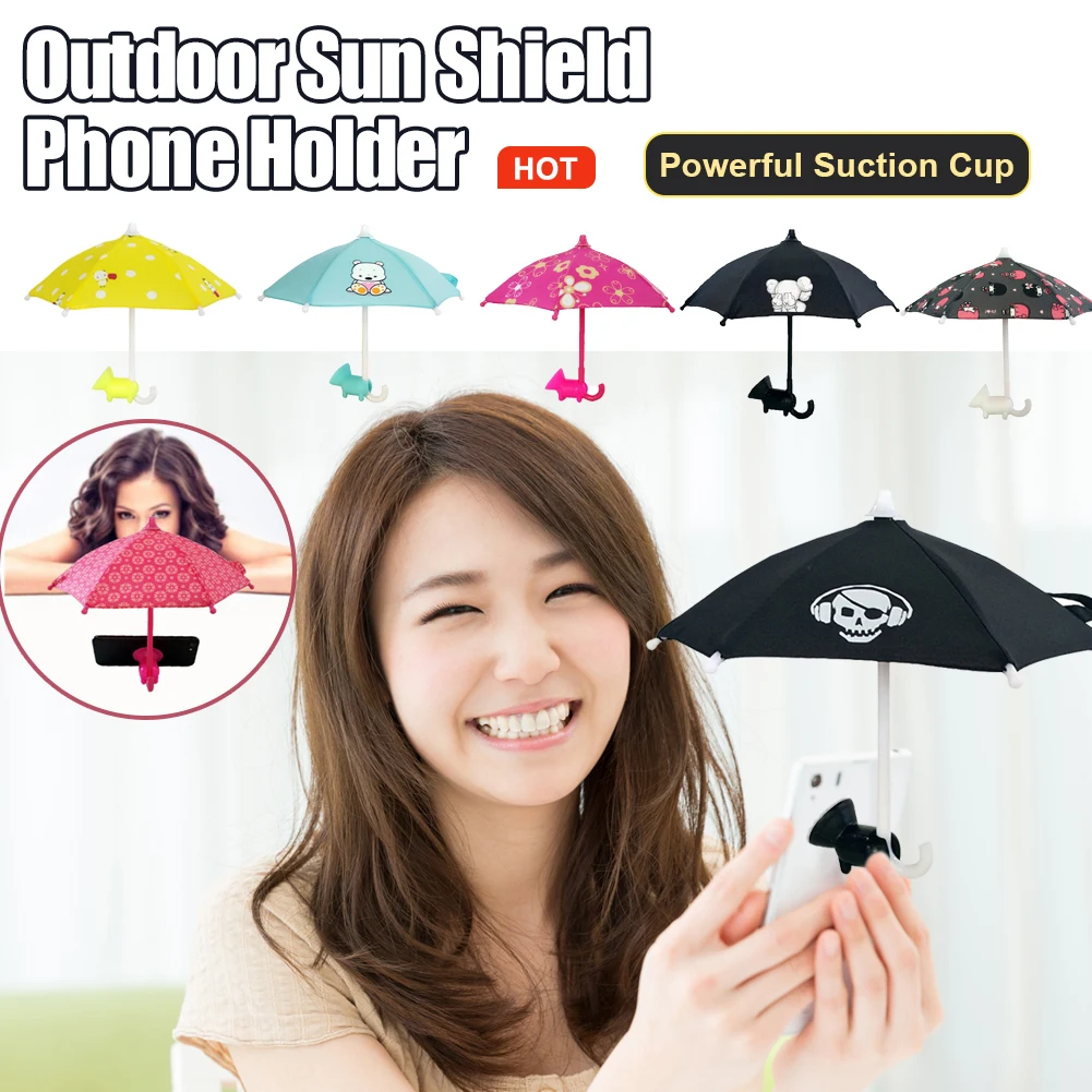 

Mini Universal Umbrella Phone Stand With Suction Cup Cell Cute Kawaii Phone Holder Outdoor Cover Sun Shield Mount Phone Holder