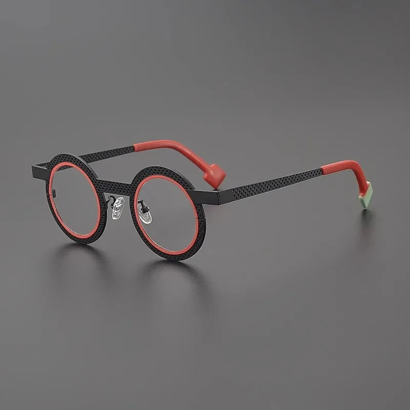 Модные круглые очки из чистого титана полые цветные в оправе женские