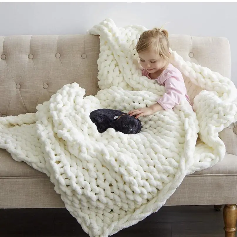 

Handmade thick wool blanket warm woven blanket chenille blanket knitted blanket wool blanket sofa cover blanket pet blanket