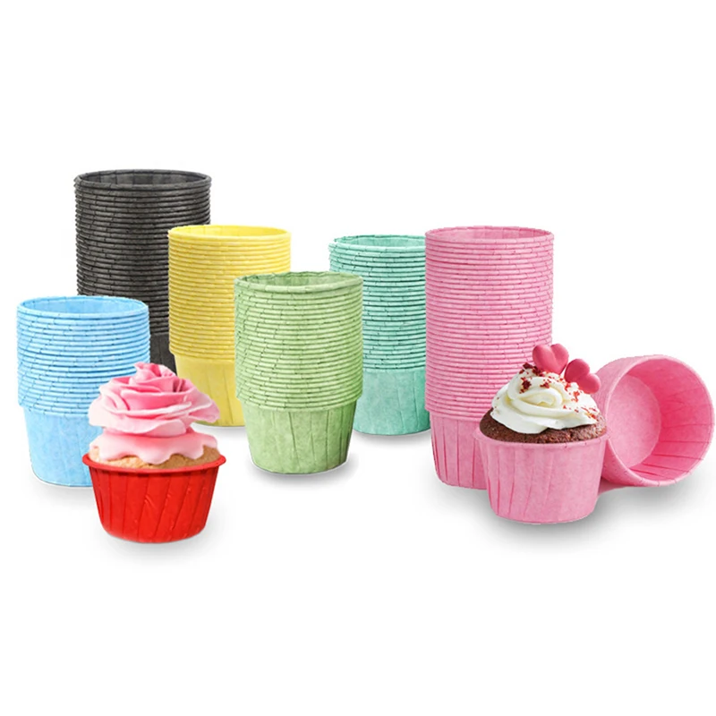 

50Pcs/set Muffin Cupcake Paper Cups Oilproof Heat-resisting Color Cupcake Liner Paper Wedding Party Cake Decoration Packing Box
