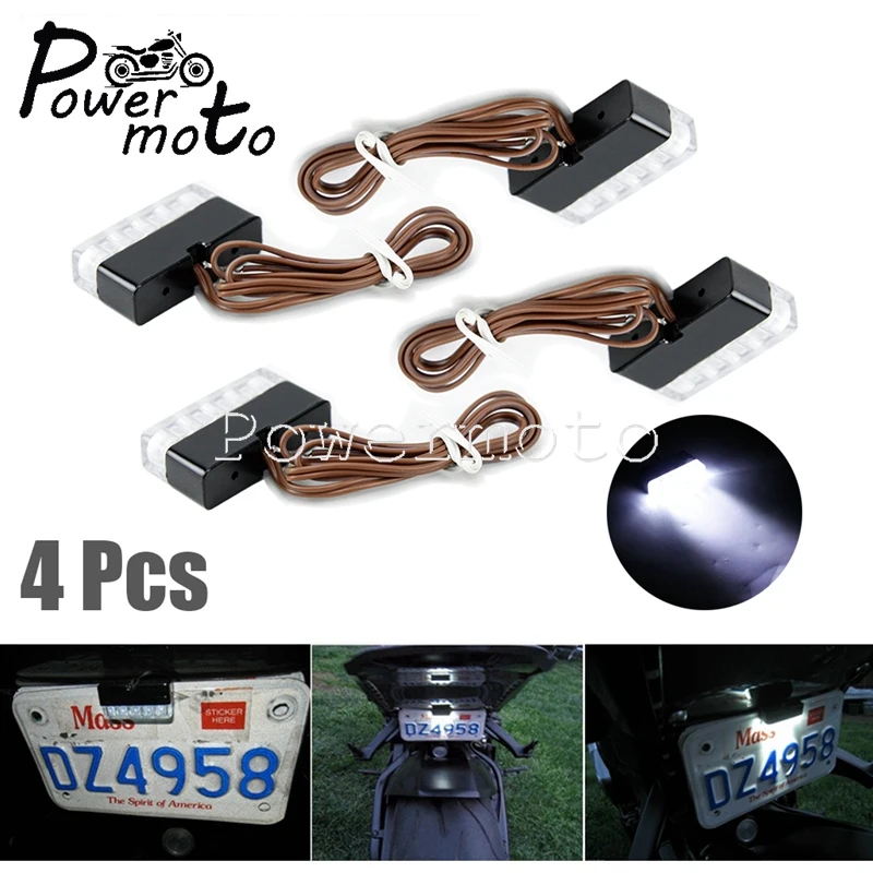 

Motorcycle Light Rear Number License Plate Tail Light Lamp Clear Lens For Honda Kawasaki Yamaha Universal White/Blue/Red 12V LED