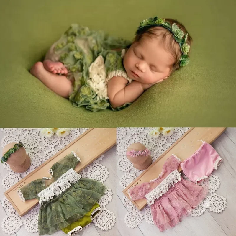 

Newborn Photography Props Baby Girl Outfit Lace Romper Bodysuits Tutu Dress Photography Girl Dress Photo Shoot Costume