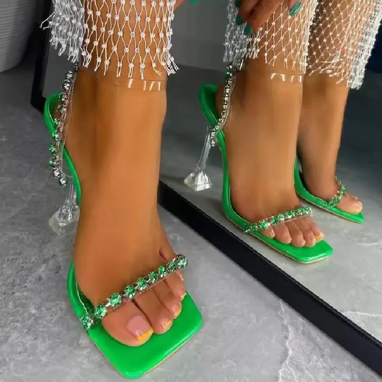 

Star style Summer Transparent Women Sandals Fashion Crystal Clear heeled Female Party Prom Shoes High heels Gladiator Sandals