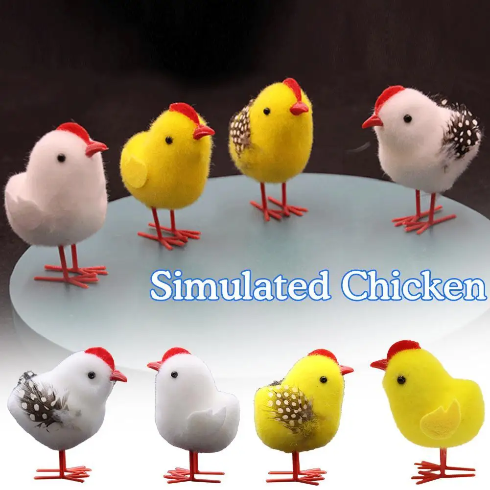 Милые мини-Цыплята с имитацией, миниатюрные украшения для дома, мягкая игрушка-куб, украшение, пасхальные плюшевые цыплята, кукла для детей, симулятор V1L5