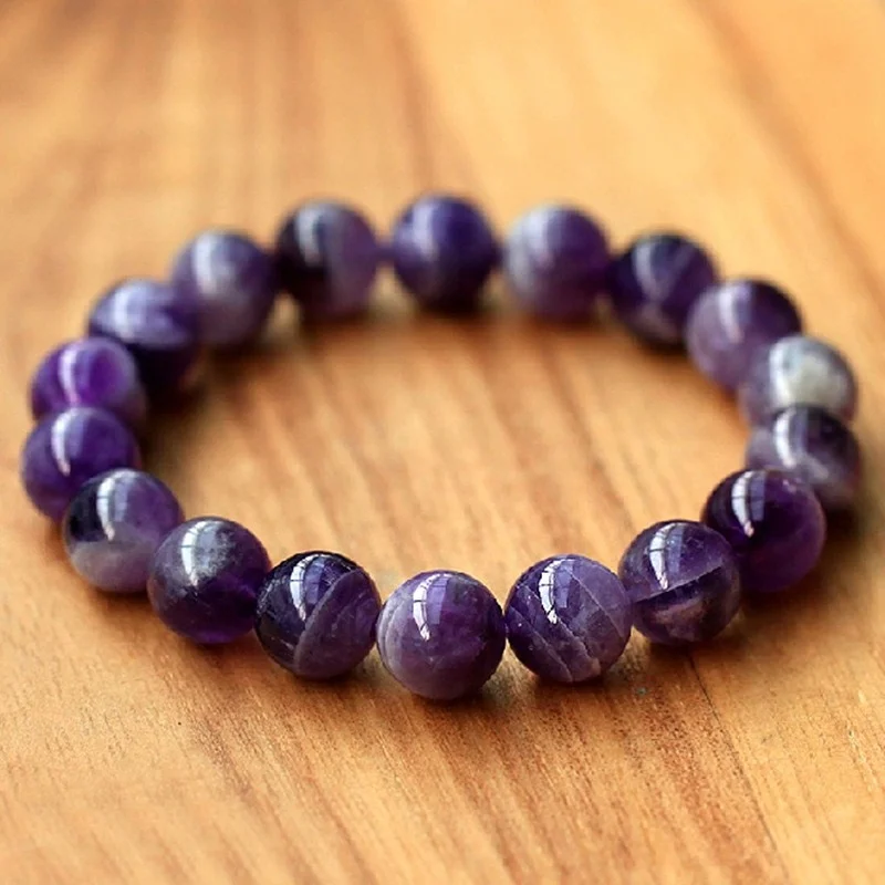 

Natural Amethyst Hand-carved 6mm Bead Bracelet Fashion Boutique Jewelry Men and Women Purple Chalcedony Bracelet Gift