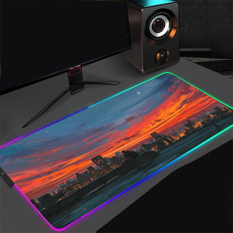 sailor moon landscape anime rgb gaming mouse pad led laptop keyboard mouse mat anti slip cs go lol mousepad xxl rubber 900400 free global shipping