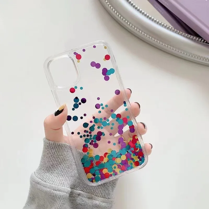 Прозрачный жидкий чехол с блестками для телефона iPhone 15 14 16 Pro Max динамическим