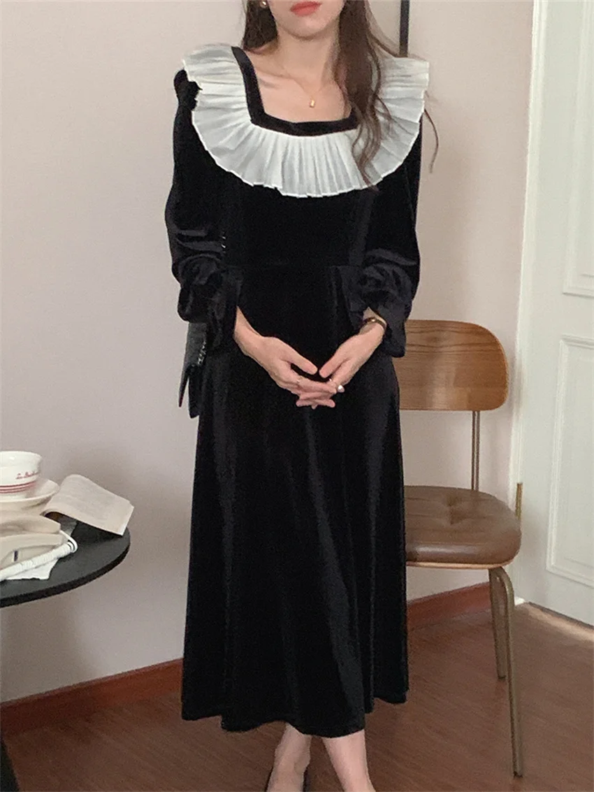 

Alien Kitty New Fashion Maxi Dress Women Slim Velvet Chic Autumn Elegant 2022 Work Wear Office Lady High Waist Daily Vestidos