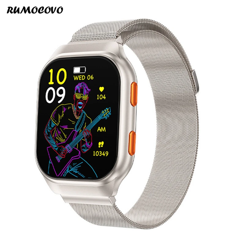RUMOCOVO®Смарт-часы с экраном 1 96 дюйма Amoled Bluetooth голосовым вызовом пульсометром
