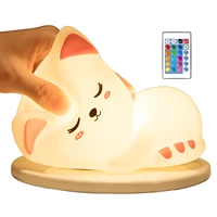 silicone cat night light cat shape cute lamp for bedroom decor portable led multicolor night lights for children toddler touch