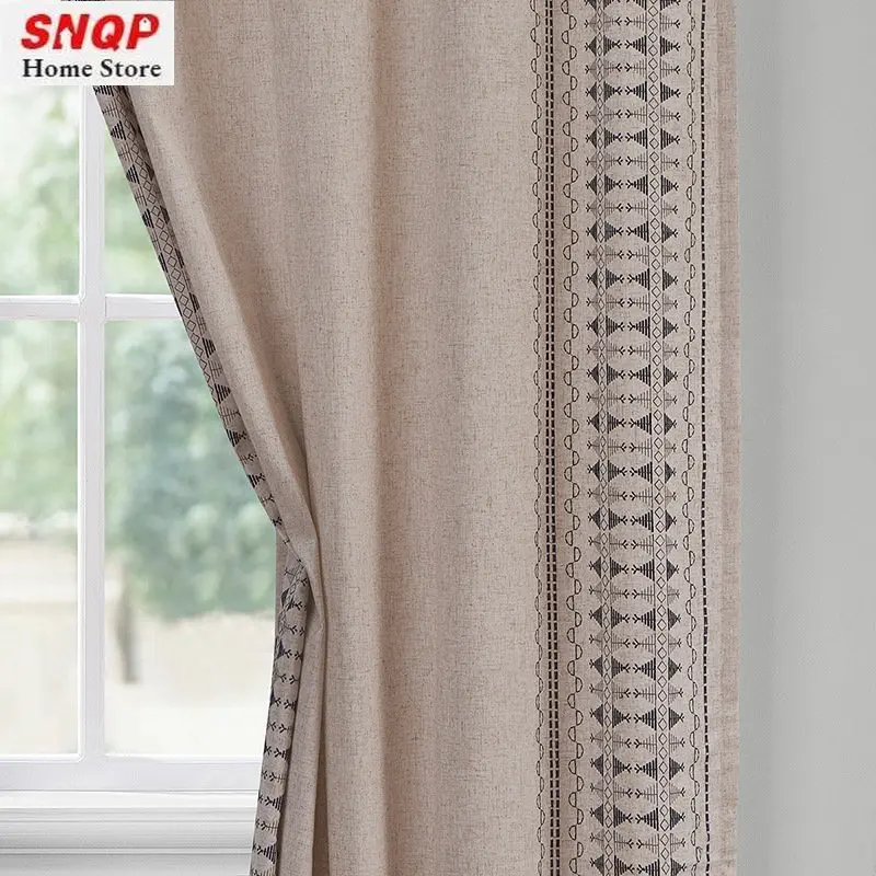 

2022 New Bohemian Embroidered Curtains Bedroom Living Room Blackout Curtain Fabric Linen curtains for living room luxury