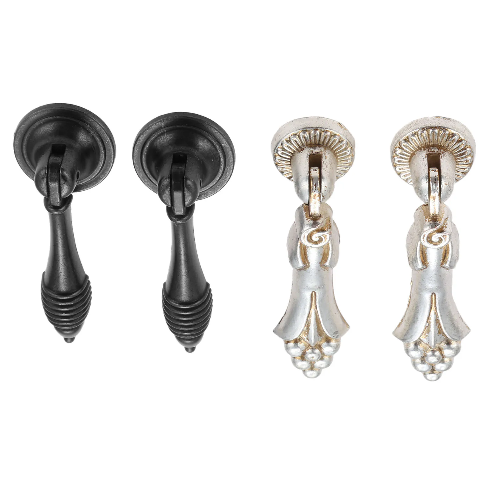 

2Pcs Antique style Pull Handle Zinc Alloy Drop Handle Black/Ancient Silver For Furnitures Cabinet Drawer Wardrobe Pull Hardware