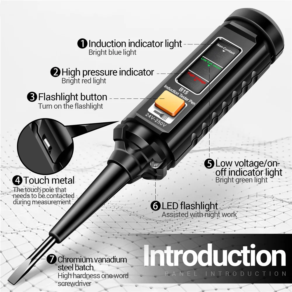 B15 AC25-250V Трехцветный многофункциональный тестер обнаружения с плоской головкой