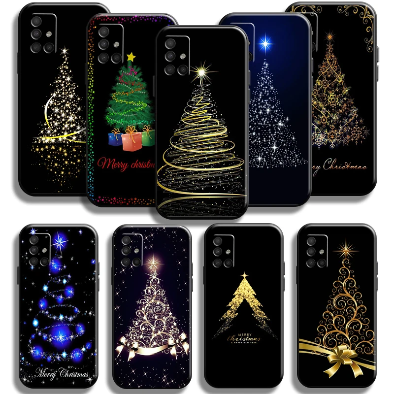 

Merry Christmas Tree Deer Phone Case For Samsung Galaxy A51 A51 5G Carcasa Shell Black TPU Coque Funda Full Protection