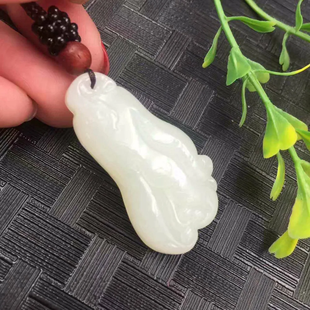 Изысканный HetianJade Jixiang подвеска в виде бергамота DIY Ювелирные изделия 21*39 мм P0074