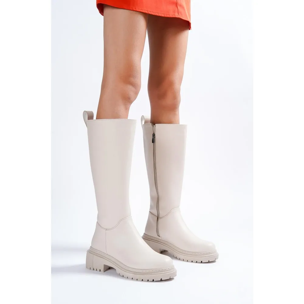 

Dorlie Bayan Mossa Low Heel Zipper Skin Boots