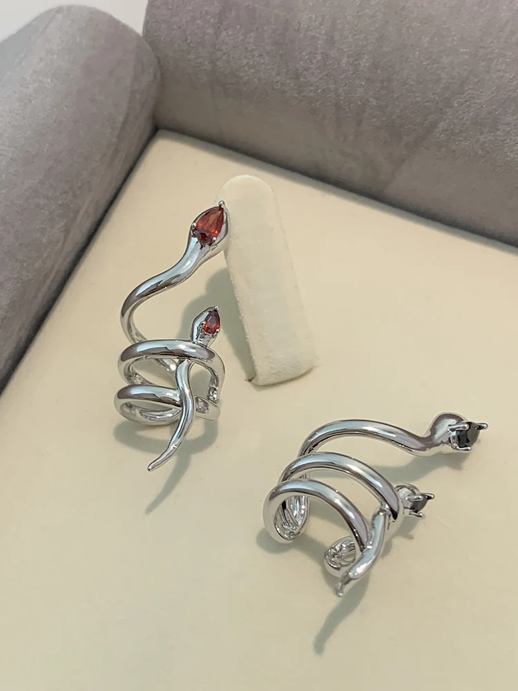 Серебряный зажим для ушей в форме змеиного холодного ветра женские серьги без