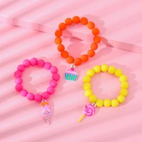 3pack friendship best friend teens girls bracelet lollipop ice cream stretch bracelets candy colored arylic beaded jewelry gift