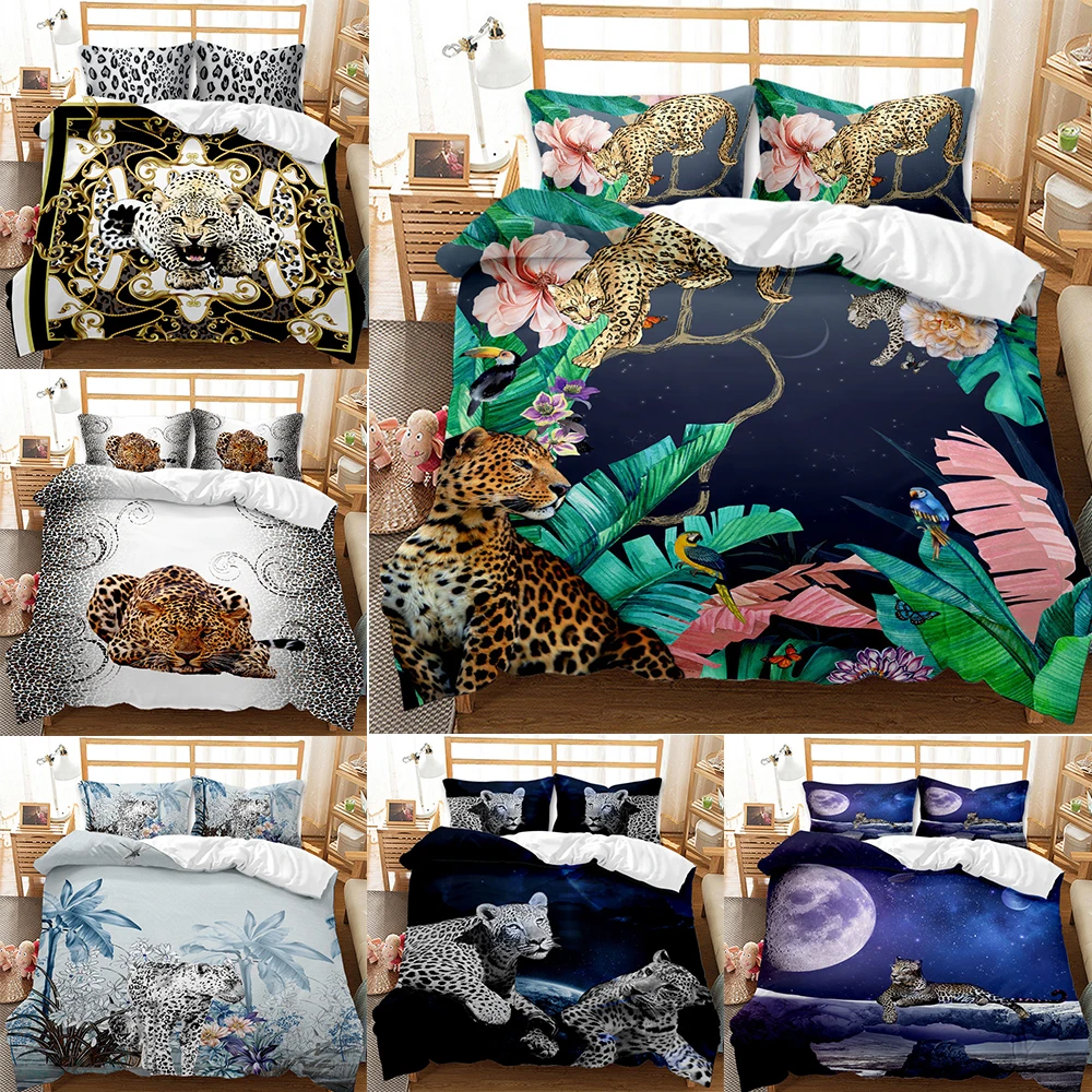 

Fashion Animal Bedding Set Leopard Pattern Duvet Cover Pillowcases Home Textiles Children Gift