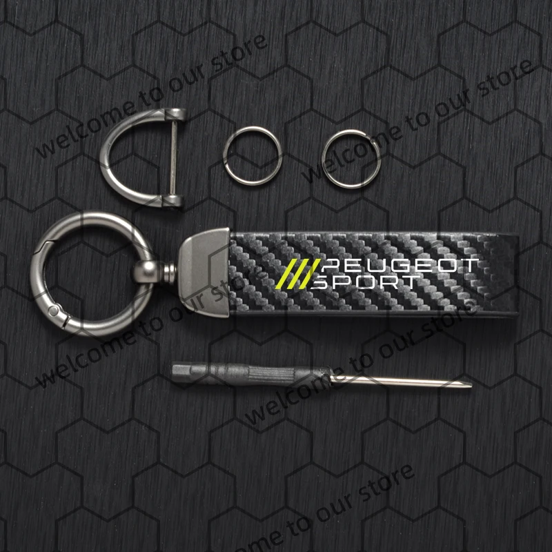 

1 шт. для 407 206 308 208 508 2008 3008 RCZ Rifter 107 логотип из углеродного волокна текстурированный кожаный автомобильный брелок с пряжкой в форме подковы брелок