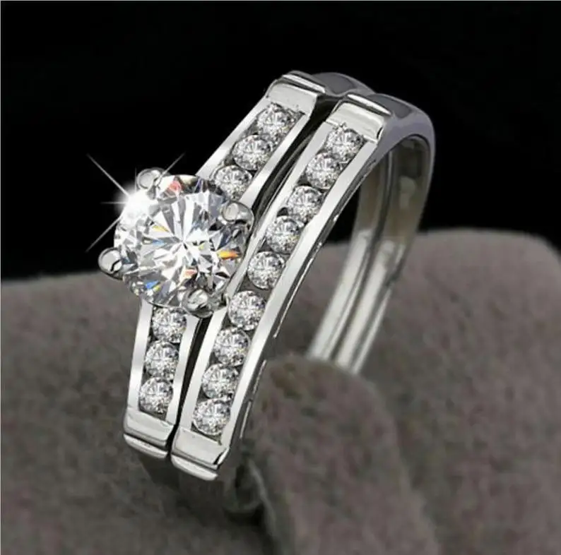 

Classic Wedding Rings Set for Women Female Women's Engagement Rings with Zircon Crystal Stone Accessories Jewelry Drop Shipping