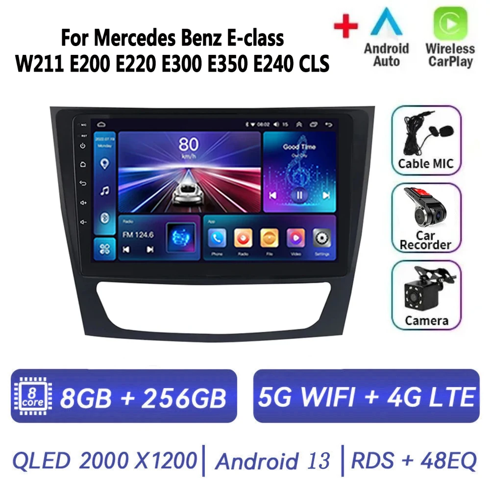 

Автомагнитола на Android для Mercedes Benz E-class E Class W211 E200 CLS 2002-2010, Автомагнитола для Carplay, стерео, мультимедиа, видео, навигация, GPS