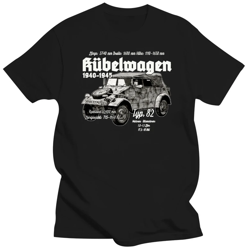 Мужские крутые топы с коротким рукавом Kubelwagen Typ 82 Футболка Schwarz Wh Wk Fahrzeug Oldtimer Kubel