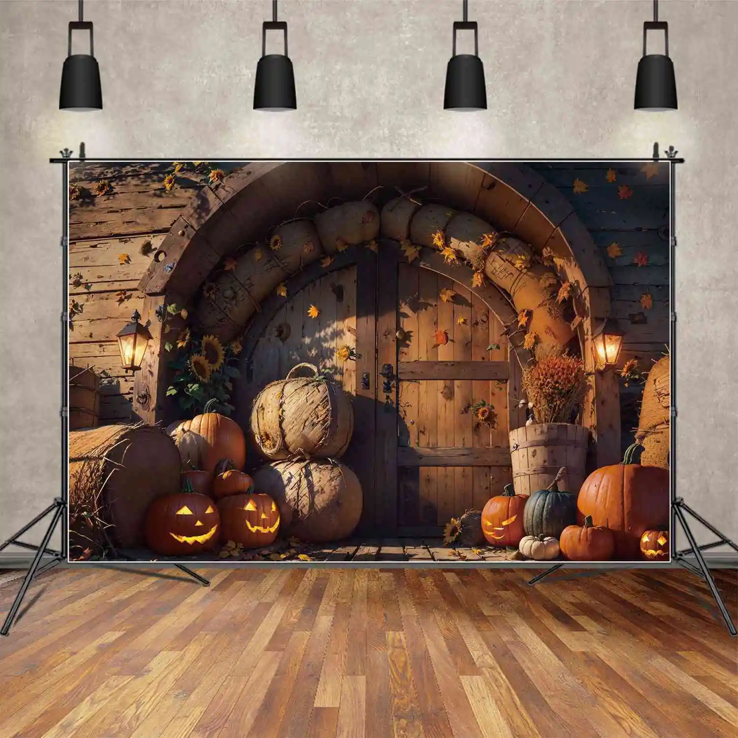 

Фотофон MOON.QG Осенняя ферма деревянная стена Хэллоуин искусственная Тыква деревянная доска реквизит