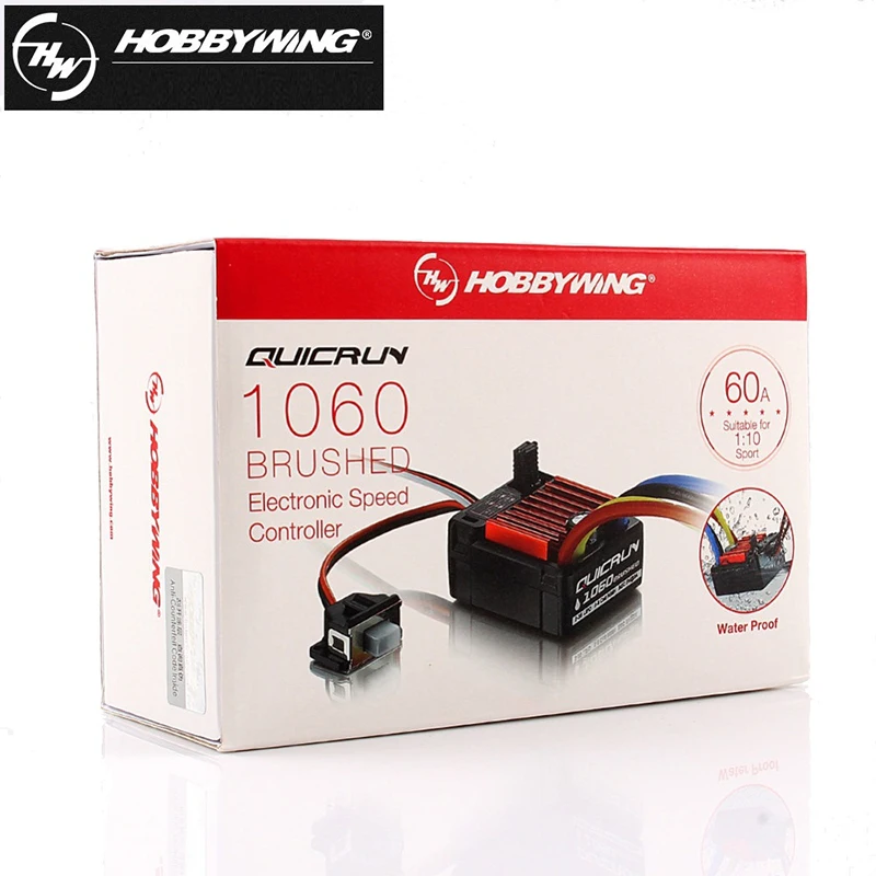 

Original HobbyWing QuicRun 1060 60A Brushed Electronic Speed Controller ESC For 1:10 RC Car Waterproof