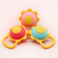 new arrival baby teething toys silicone sunflower ring with music bells toddler teether for mouth explore toys