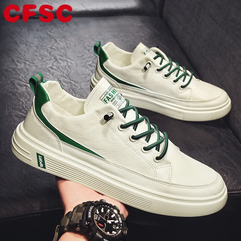 

Кроссовки мужские из ПУ кожи, повседневная обувь для скейтборда, без шнуровки, прогулочная обувь на плоской вулканизированной подошве, белые Мужские туфли