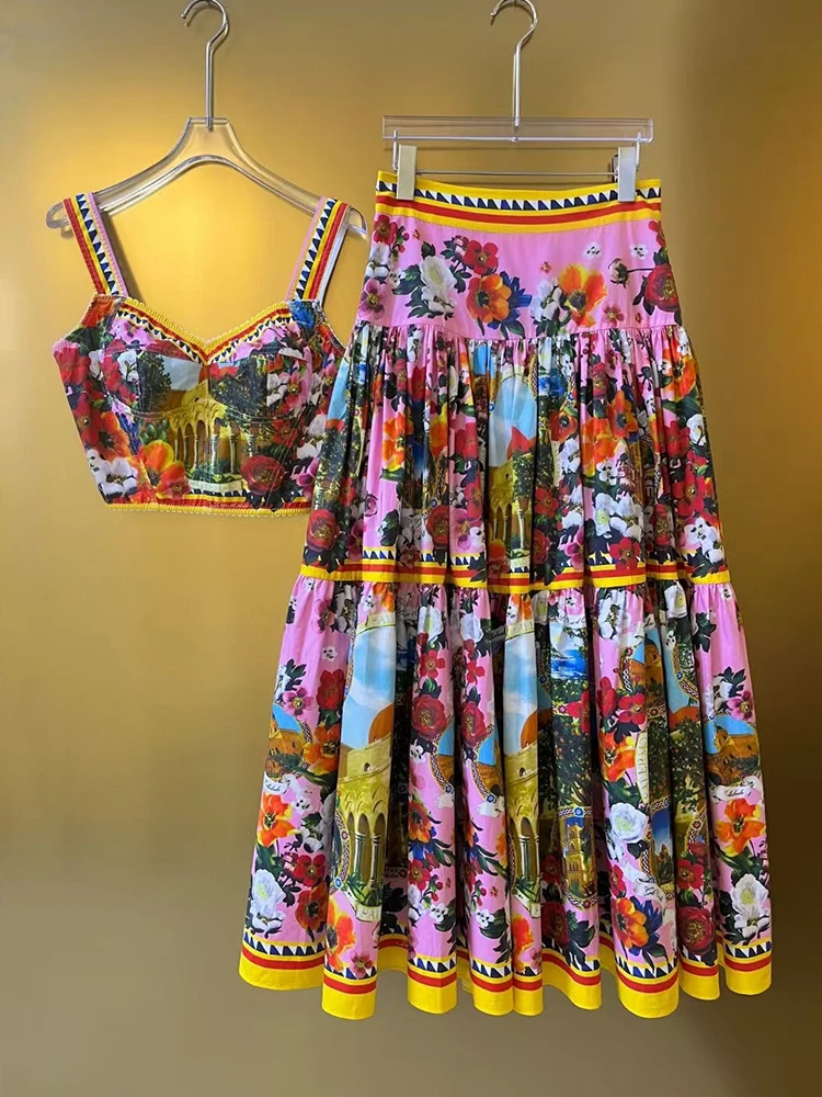 Сексуальный комплект из двух предметов без бретелек с архитектурным пейзажным