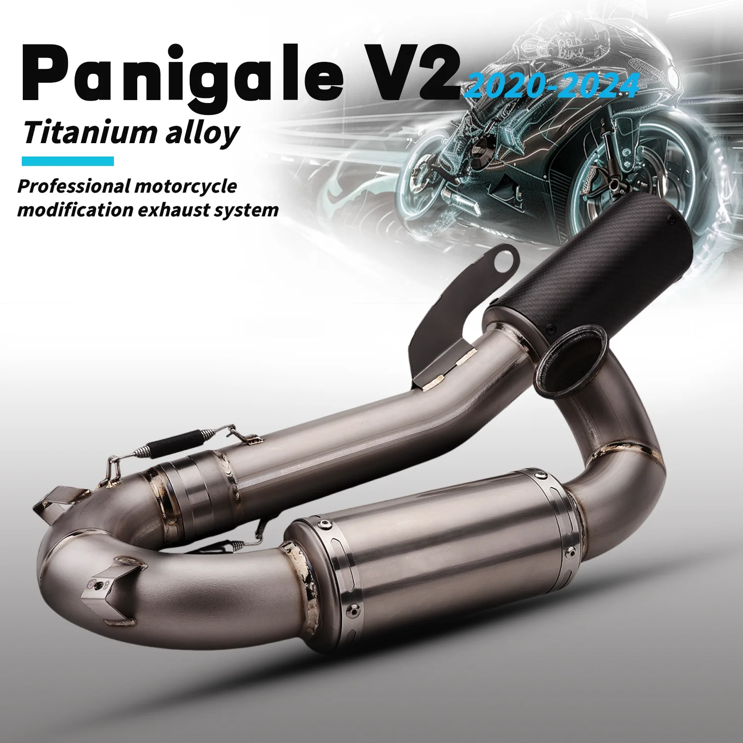 Фото Выхлопная система из титанового сплава D35A-LT41T для мотоциклов Panigale V2 V2 S 2020-2024, проект SC, с карбоновым глушителем. №1