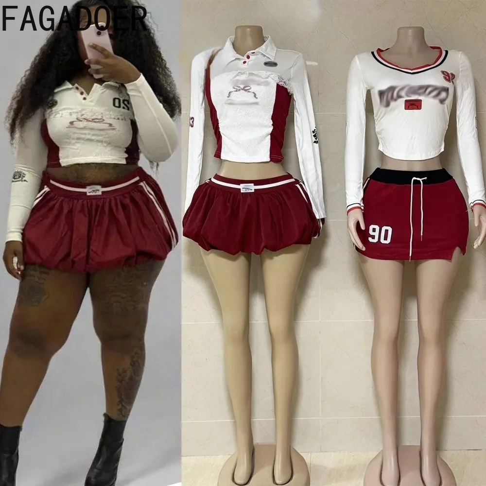 FAGADOER Sweet Женский комплект из 2 предметов кружевной лоскутный укороченный топ с