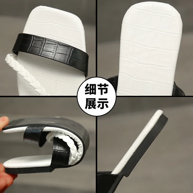 Summer New Flats Slippers Women Fashion Woven Flat Heeled Slippers Ladies Casual Plus Size 45 Beach Sandals Women Outdoor Slides