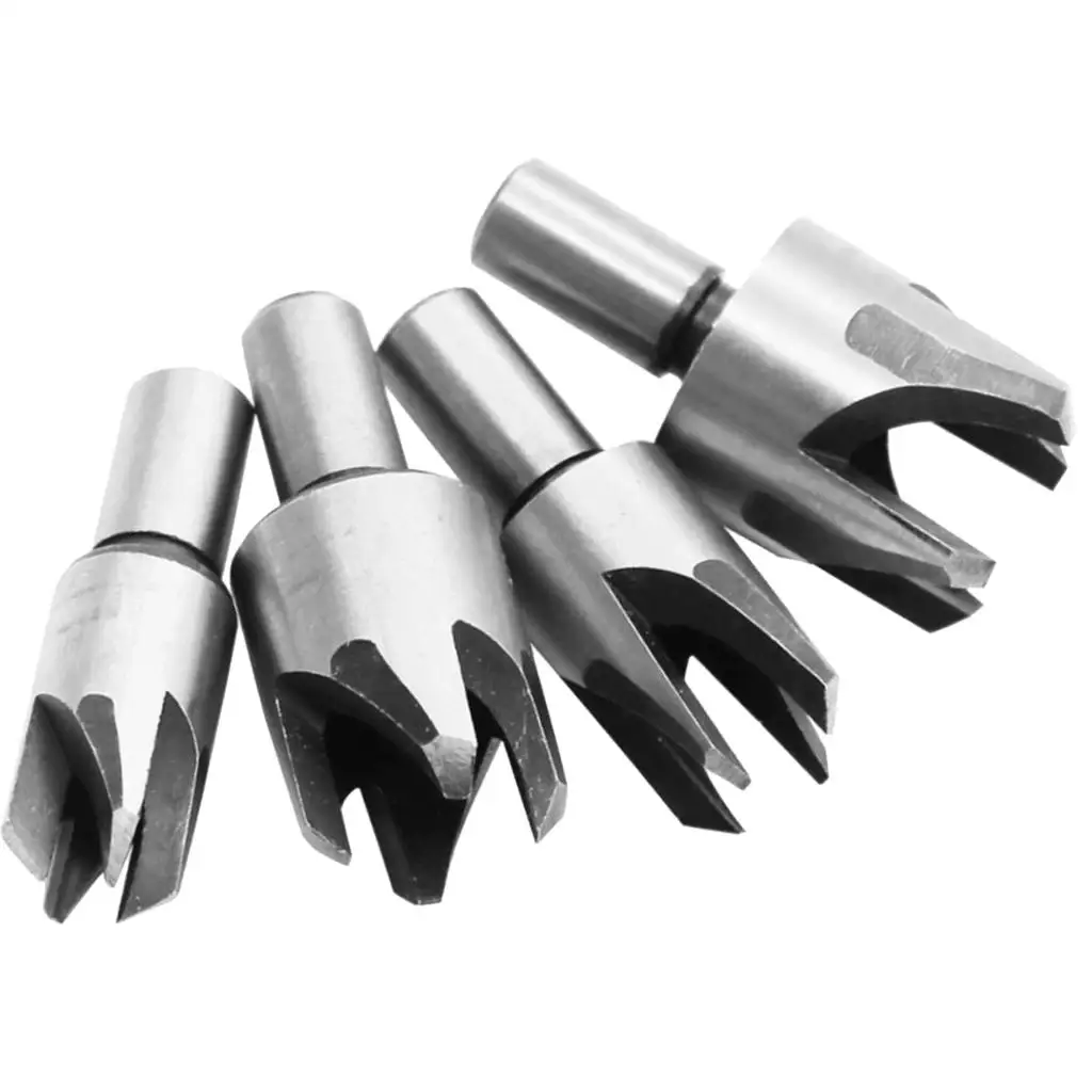 

4pcs 5/8 1/2 3/8 1/4 Carbon Steel Wood Plug cutter set, Roundwood Wood Plug bits
