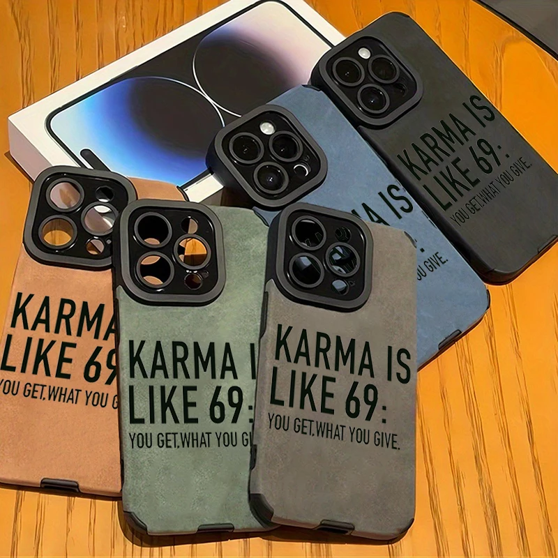 Чехол для телефона Karma Is Like 69 со слоганом для iPhone 17 16 15 14 13 12 11 Pro Max Air XR X XS 7 8 Plus SE 2022 Мягкий чехол из искусственной кожи (art.: 3920d32a2e646) - 3920d32a2e646