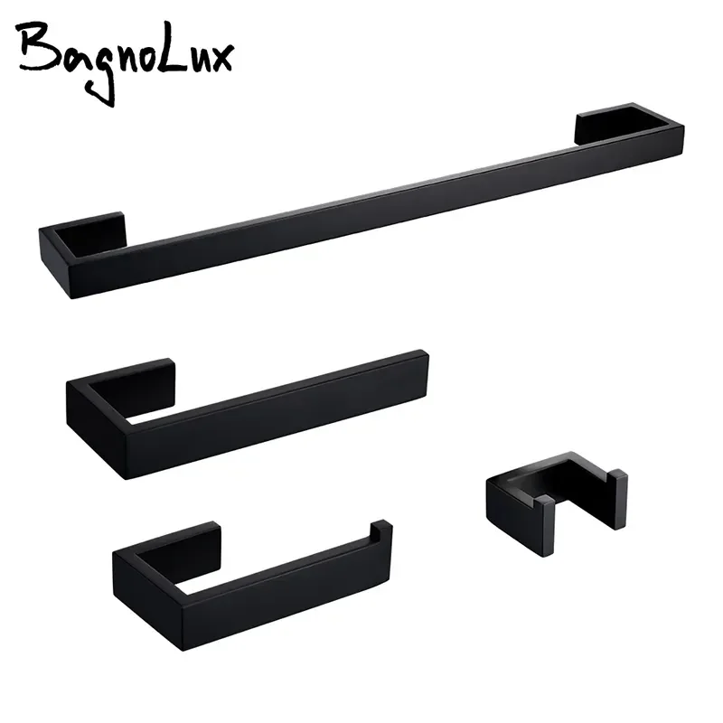 

NEW2023 Accessories Hardware Set Kit Decor Toilet Paper Holder for Bathroom Matt Black Polished Brush Wall Hanger Hook Towel Rac