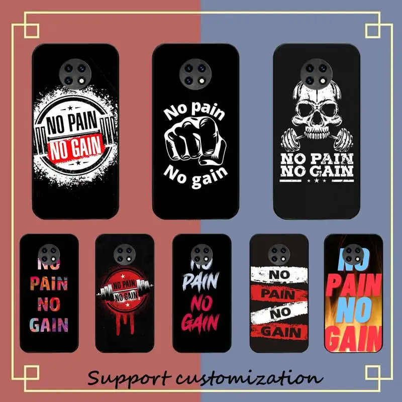 

No Pain No Gain Gym Fitness Phone Case For Xiaomi Redmi Note 8A 7 5 Note8pro 8T 9Pro TPU Coque for note 6pro Funda Capa