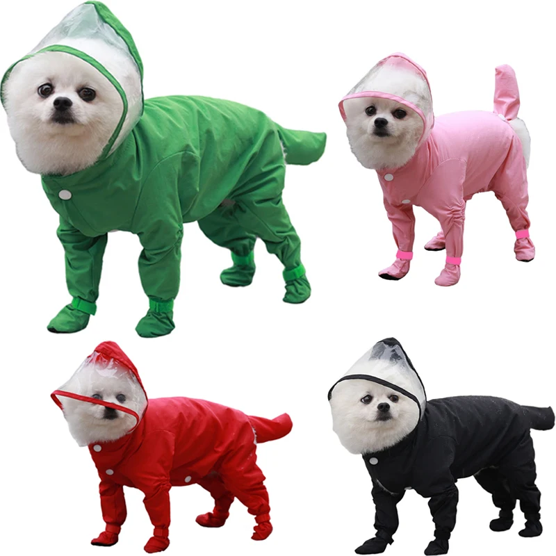 

Pet Dog Full-Cover Raincoat Rainboots Puppy One-Piece Waterproof Rainboot Clothes for Small Doggy Jumpsuit Chihuahua Rain Coat